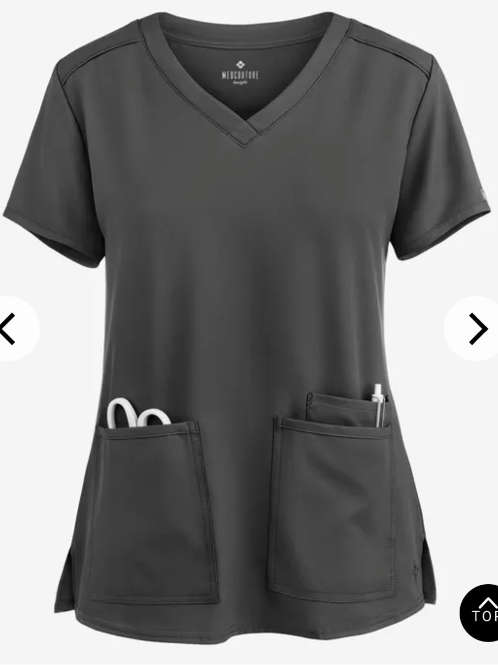 Med Couture Women’s V-Neck Scrub Top - Charcoal Gray